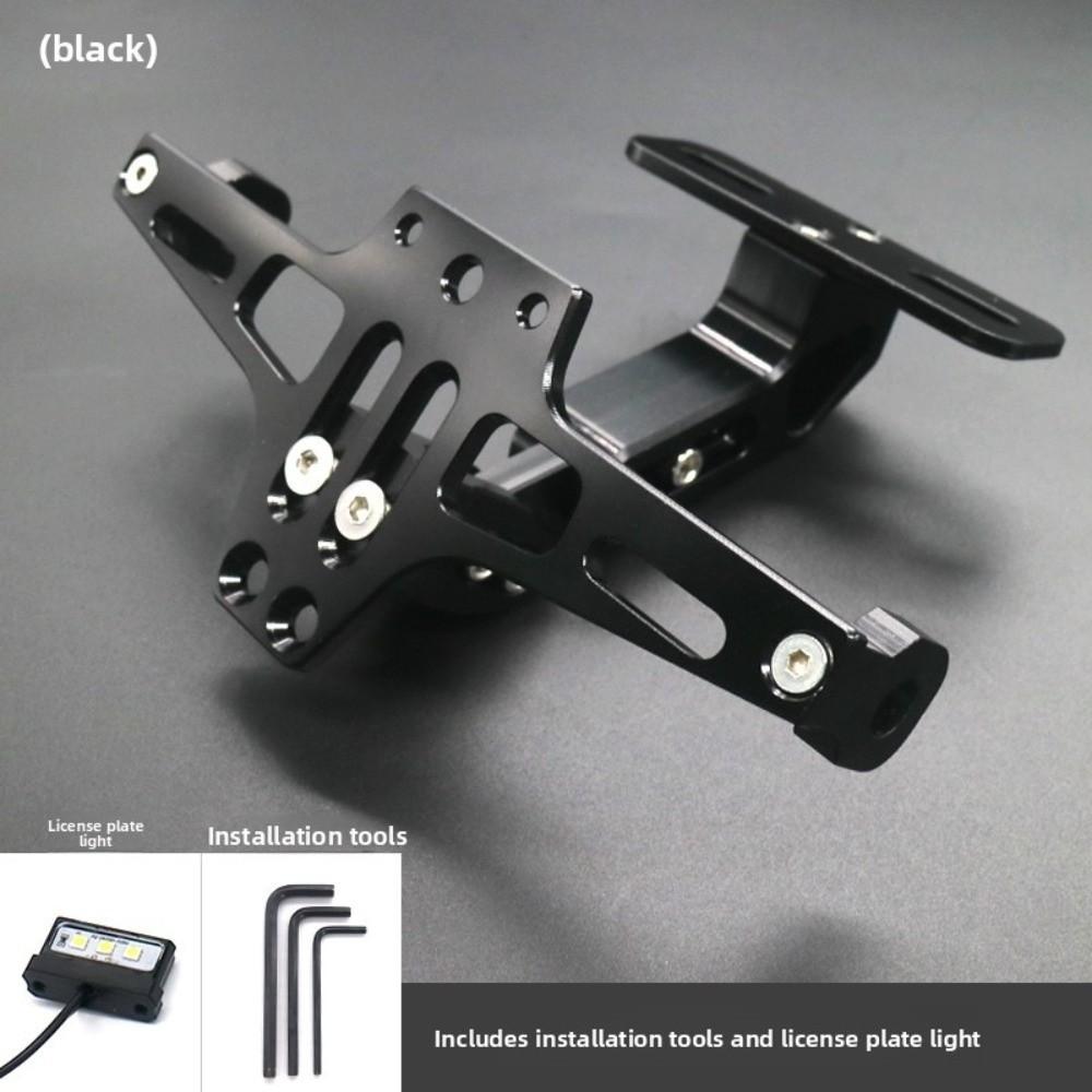 Universal Motorcycle License Number Plate CNC Rear Mount License Plate Bracket Adjustable Aluminium Alloy LED Light Holder