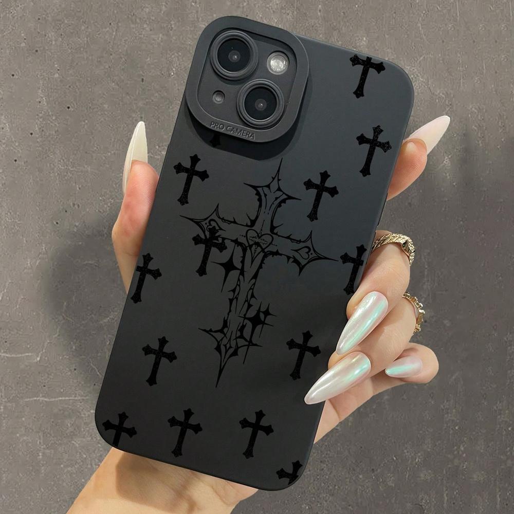 

Black crosses graphic phone case for iPhone 15 14 13 12 11 x XR Xs SE2 SE 8 7 plus pro Max mini silicone back cover for iPhone SE（4.7 ）