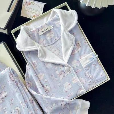 Women's Cartoon Dog Sea Island Cotton Pajama Set - Long Sleeve, Loose, Plus Size Homewear