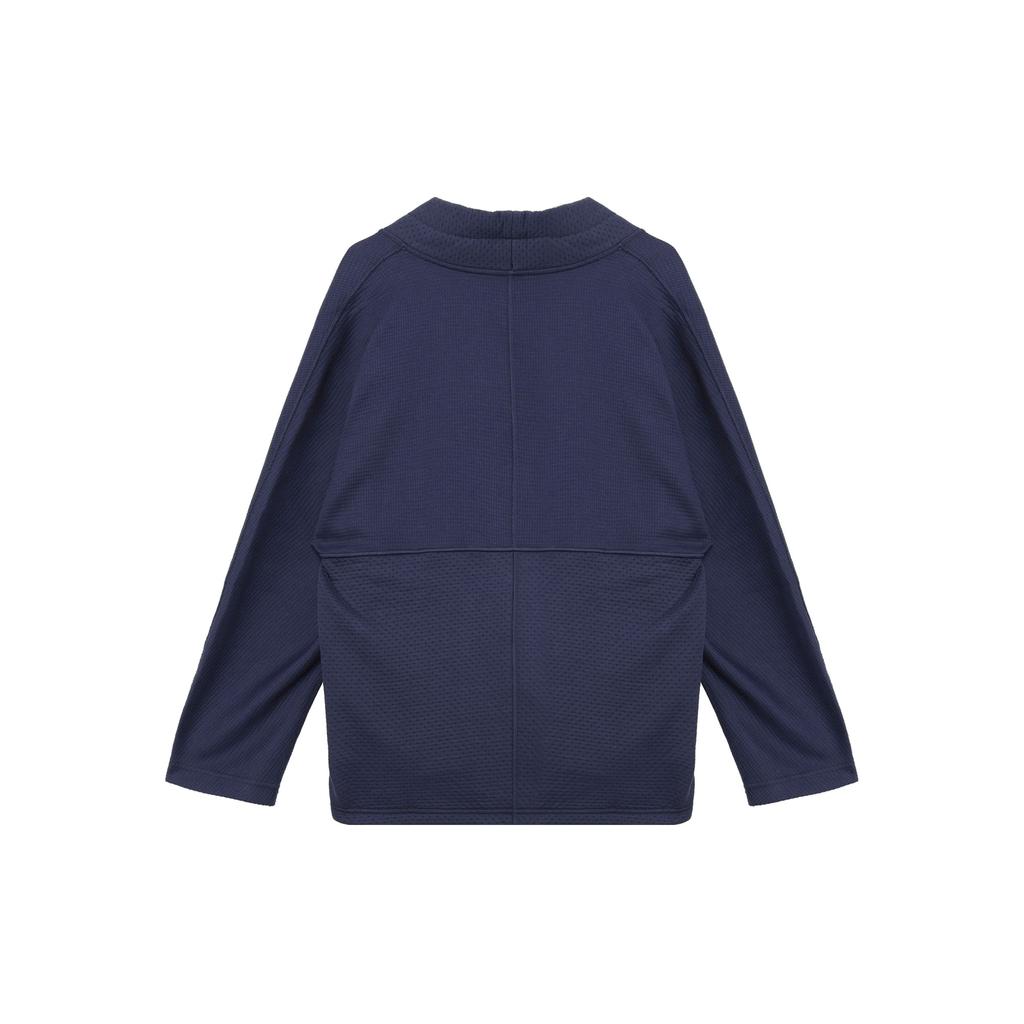 Nike Yoga Solid Loose Button Long Sleeve Jacket Men Jackets Dark-Navy Iron-Gray DQ6694-410