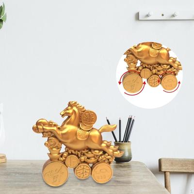 Pferdestatue Rotierendes Ornament Kompakte Miniatur Chinesisches Jahr Dekoration für Tischplatte