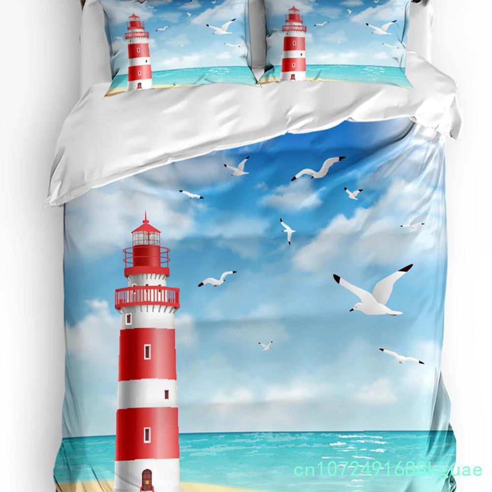Segeln Segelboote Möwe Delfin Meer Wolken Bettbezug Bettwäsche-Set Zuhause Steppdeckenbezug Kissenbezüge Bettwäsche-Set Ohne Bettlaken