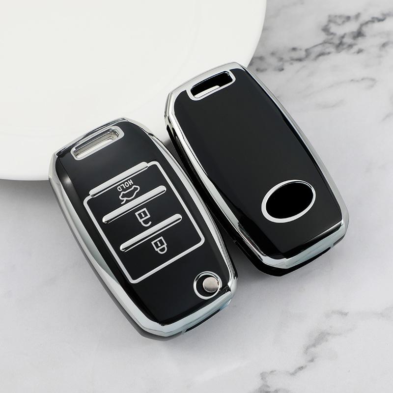 2 3 4 Bottons Silver Tpu Auto Key Fob Cover Case Fit For Kia K2 K3 K5 Carens Cerato Forte Rio Kia Flip Key Fob Housing Key Ring Auto Accessories