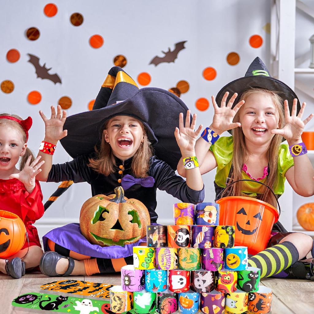 12/24 Stück Halloween Basteln Schnapparmbänder Piñata Spielzeug Beute Party Geisterfest Klatscharmbänder Kindergeburtstagsparty DIY Dekorationen