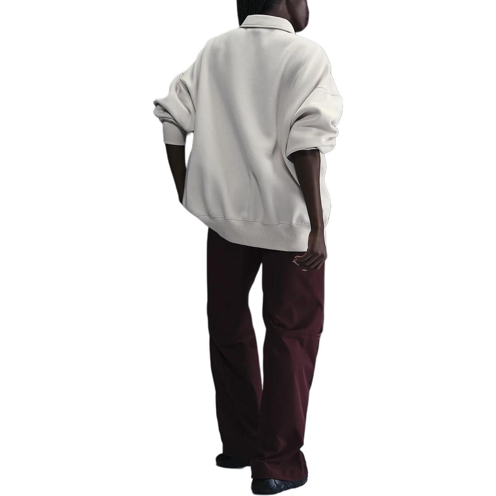 Nike Sportswear Phoenix Fleece Pullover Comfortable Long Sleeve Polo Shirt Women tops Light-Earlwood-Brown Sail FZ3207-104