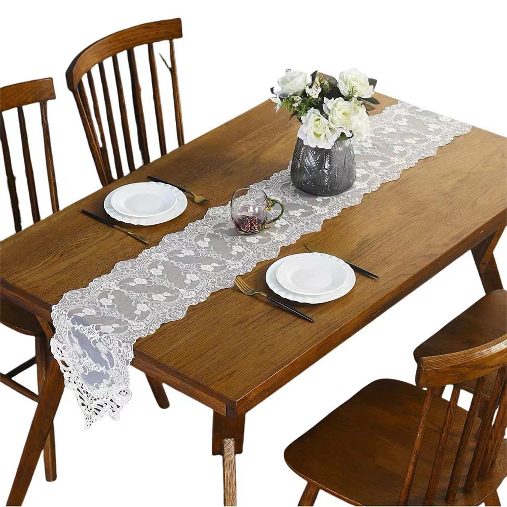 Embroidered Lace Table with Plant Patterns for Cabinet Decoration