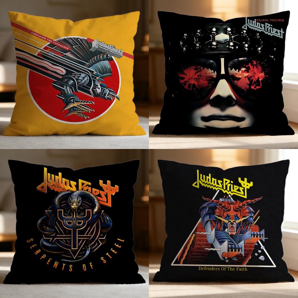 Fashion J-JJudas Priest Cushion Cover Soft Washable Pillow Case Multi-Scene for Couch Bed Travel Office Use