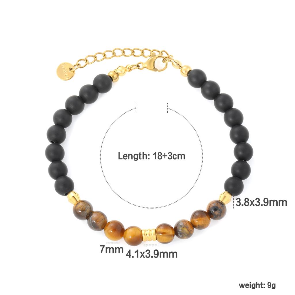 Minimalist Oval Tiger's Eye Stone Freshwater Pearl Bracelet Stainless Steel Gold-Plated Bohemian Bracelet Jewelry for Women