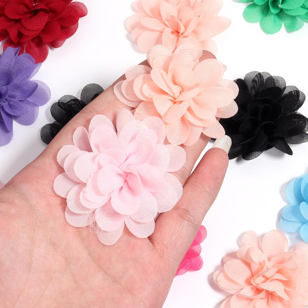10pcs/lot 5cm Colorful Chiffon Fabric Flowers For Wedding Party Decoration Artificial Flowers For Dress Crafts Decoration