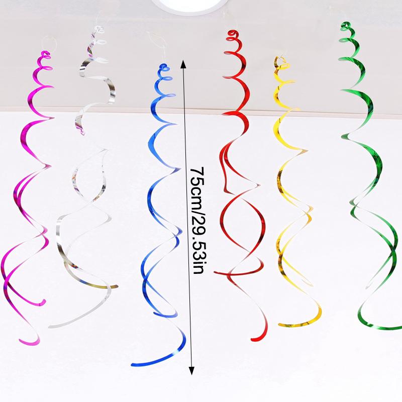 6 sztuk spiralne wiszące wiszące zawirowania metalowe sufitowe wiszące serpentyny ozdoba boże narodzenie ślub urodziny balony dekoracje