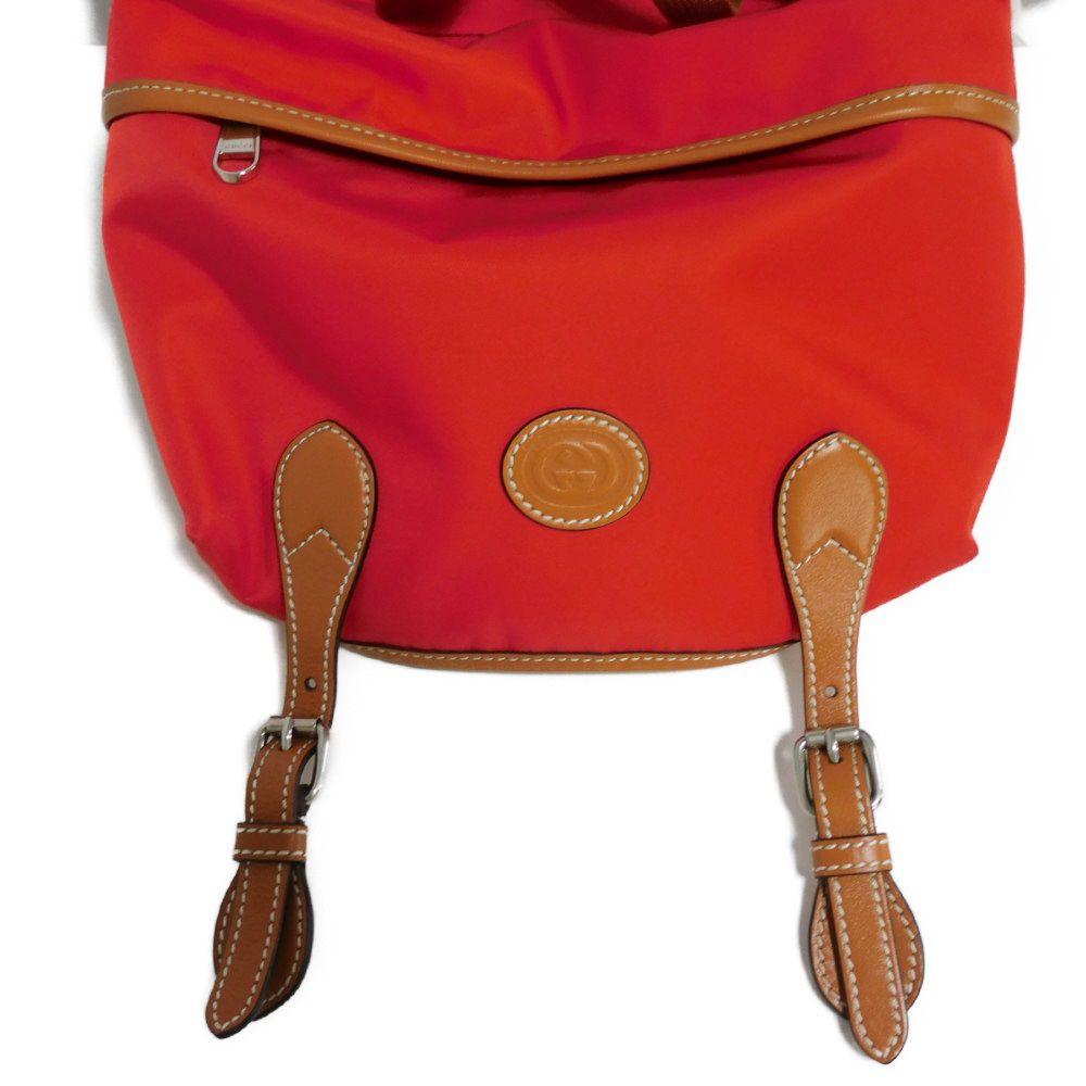 Used 9539 Raibit Nylon Daypack 696013 7927 G Logo Rabbit Red Interlocking G Brown Men's from Japan AUTHENTIC