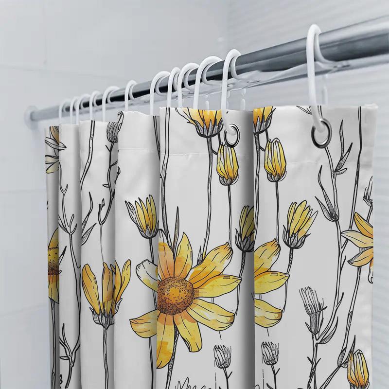 Vibrant Floral Shower Curtain Waterproof Bathroom Decor For Modern Home Available In Various Sizes!