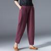 Women's Pure Cotton Elastic Waisted Cropped Pants Harun Pants Summer Loose Thin Wide Leg Pants Casual Pants