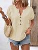 2025 Summer Women's V-Neck Button Short-Sleeved T-Shirt