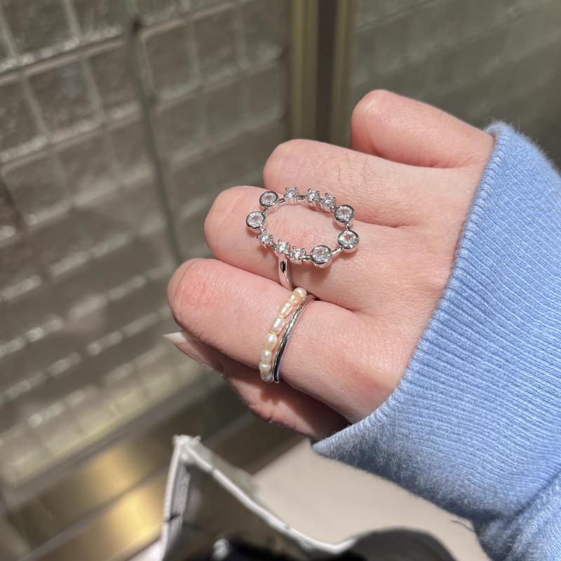 Anello da donna ovale in argento 925 con incastonatura di diamanti scintillanti tendenza anelli irregolari traforati per donne gioielli da sposa esagerati regalo