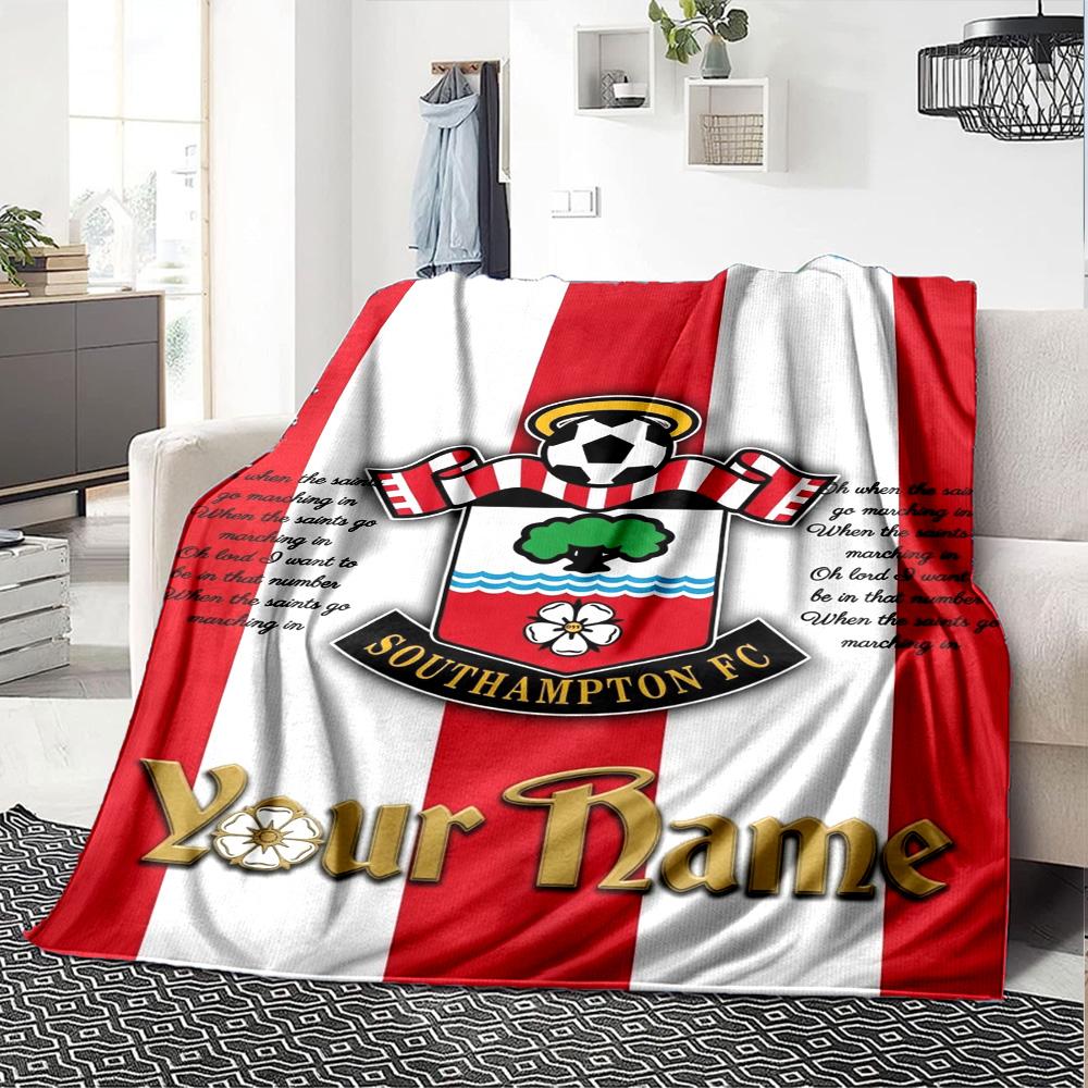 Name Custom Southampton Fc Logo Print Flannel Blanket High Quality Warm Comfortable Cover for All Seasons Perfect for Gifts Home Decor