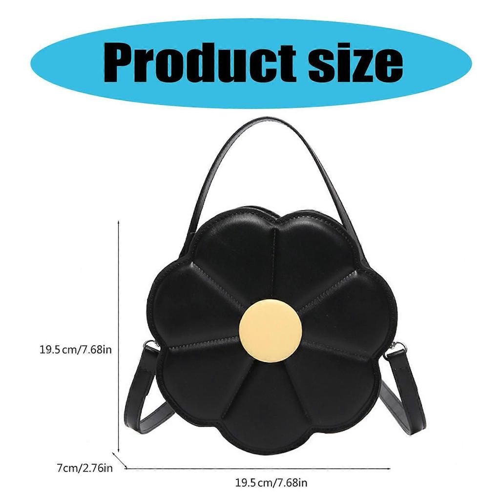 Eye Catching Crossbody Bag Delicate Flower ShapedShoulder Bags PU Leather Satchel Casual Handbag For Office And Travel  White