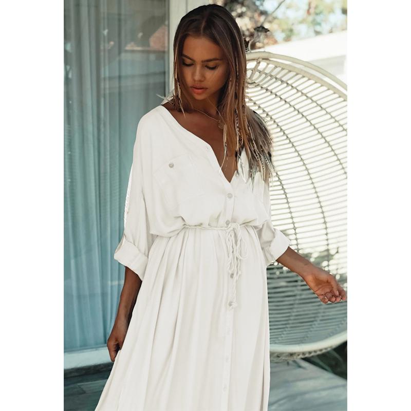 Buy Sexy White Cotton Tunic Cusual 