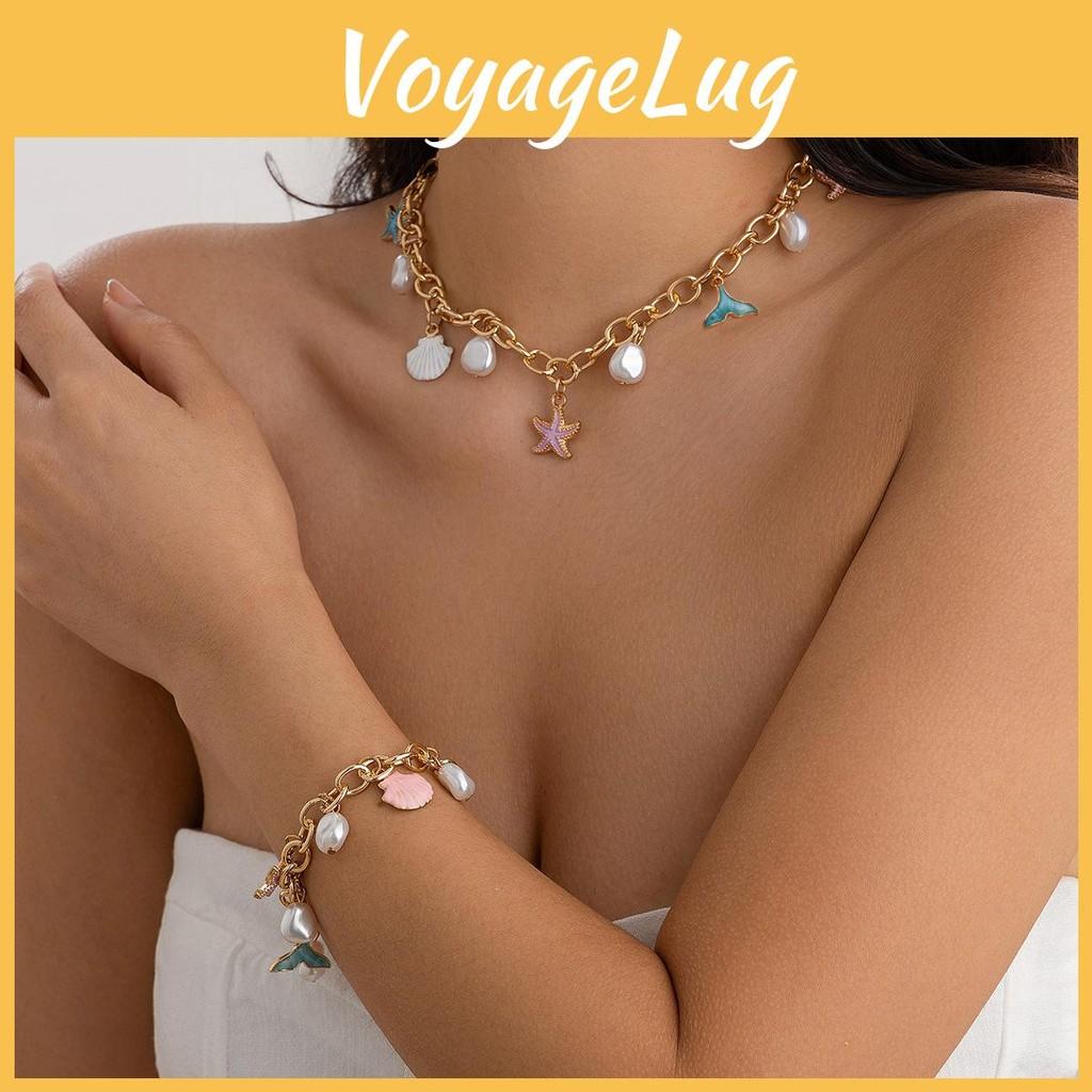 Fresh And Sweet Oceanic Starfish Necklace With Stunning Dolphin Pendant For Vibes Summer