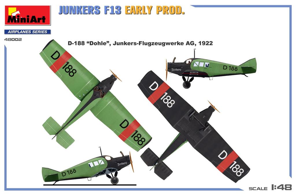 MiniArt Junkers F13 Early Production Model Plastic Kit MA48002 1/48