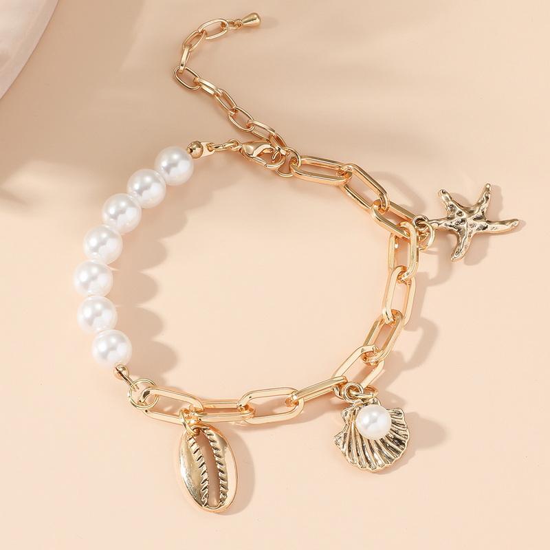 

Bohemian Shell Bracelet for Women Starfish Conch Irregular Stone Beads Bracelets Summer Beach Wristband Zircon Accessories