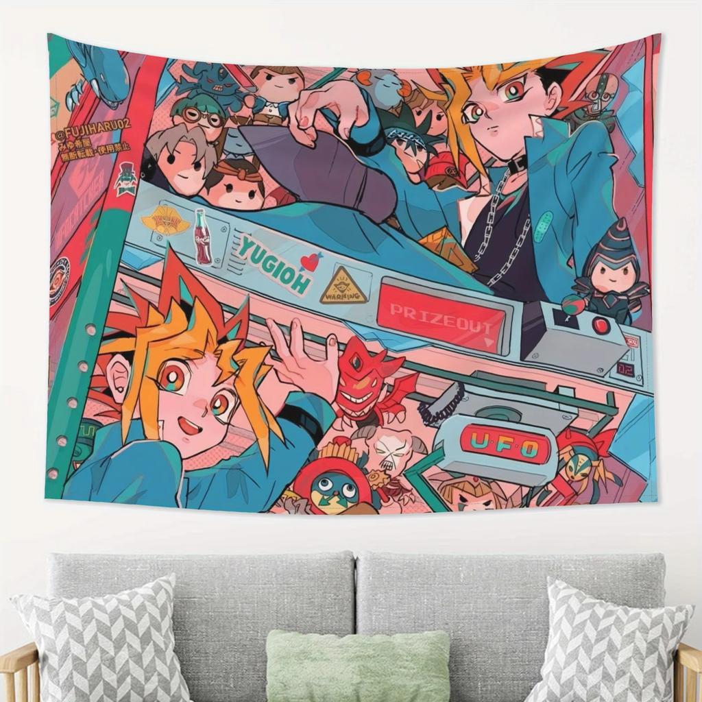 YuGiOh Arcade Themed Tapestry YUGIOH PRIZE OUT Text Ideal for Bedroom Dorm Room Decor Anime Card Game Fans