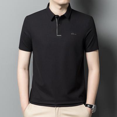 Young and Middle-aged Dad Wears Loose Ice Silk Half-sleeved Men's Polo Shirt with Drapey Seamless Short-sleeved Summer Thin Lapel T-shirt