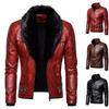 Men's Punk Removable Fur Collar Rivet Pressed Cotton Thick Windproof Locomotive Leather Jacket Men's