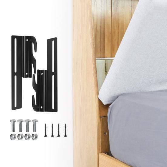 2/4Pcs Bed Frame Conversion Bracket with Hardware Bolt-On to Hook-On Headboard Adapter Bracket Bed Rail Hook Plate Adapter Headboard Attachment Kit