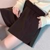 Women's High Waist Woolen A-Line Shorts - Autumn/Winter, Petite Loose Fit, Wide-Leg, Casual Black Booty Shorts