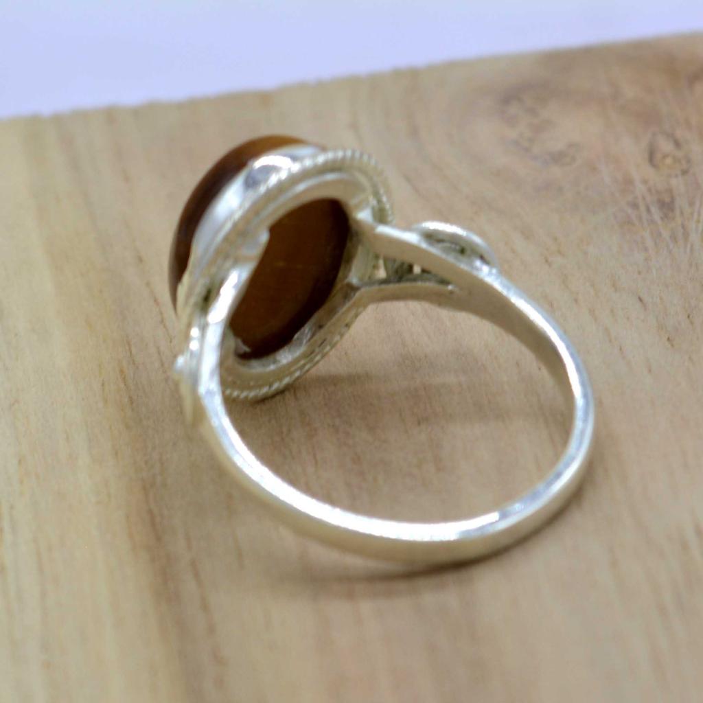 Pierścionek z kamieniem tygrysie oko, Srebro 925, Ręcznie robiony prezent dla niej, Wyjątkowy prezent na Dzień Matki dla mamy