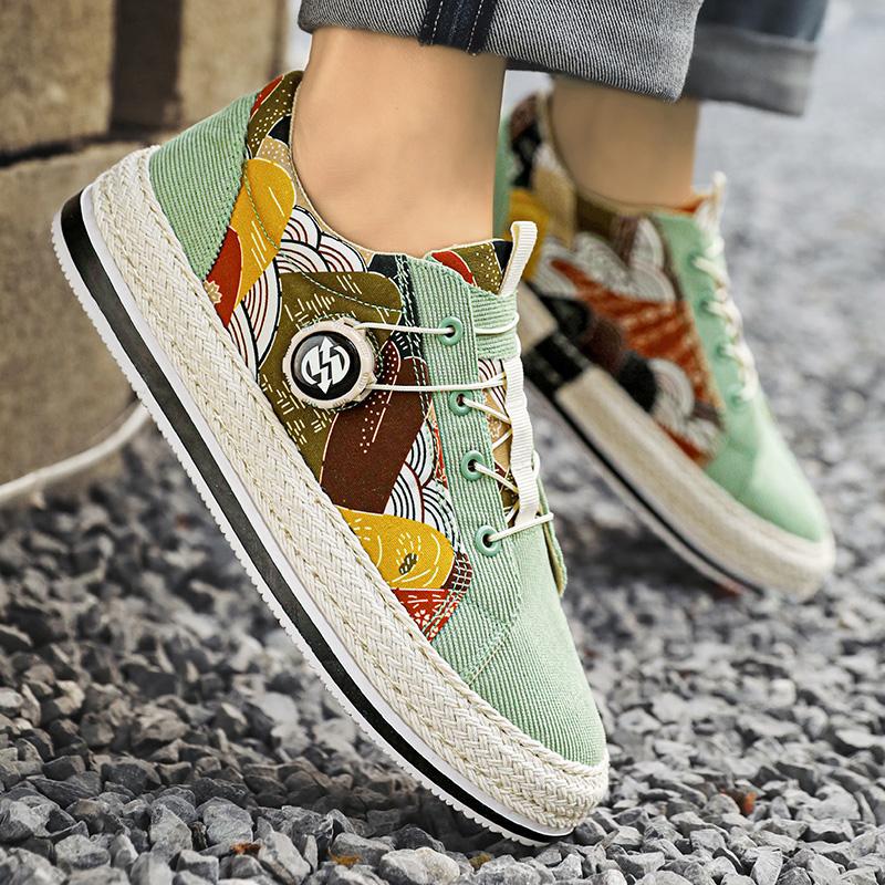Personalized Lace Up Corduroy Board Shoes for Lazy People To Step on Canvas Shoes for Men's Shoes   for Men with Free Shipping