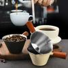 [Measuring Cup] Stainless Steel Espresso Cup | Wooden Handle & Dual Spouts