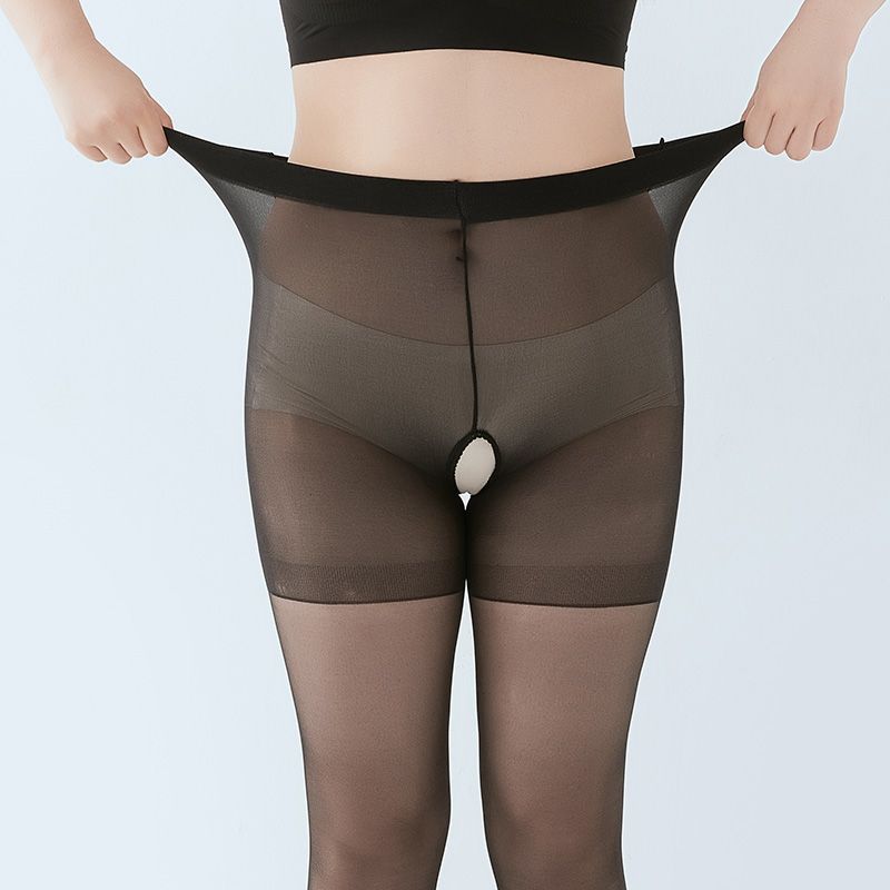 

Fatten and plus-size open-crotch stockings for women s charm, no need to take off, sexy, ultra-thin anti-snug, black silk, flesh-colored open-... One size чёрный