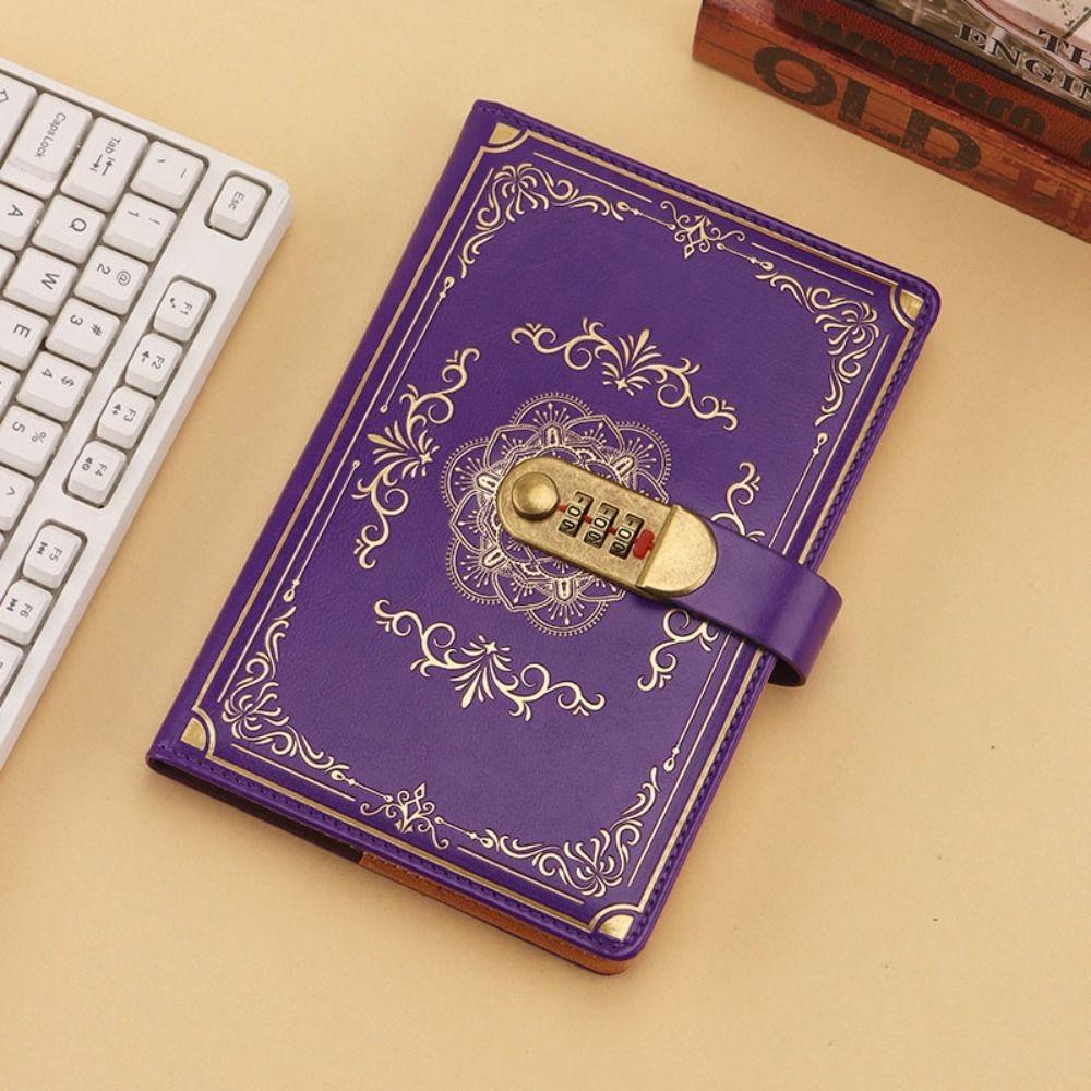 Flower Cover Journal Notebook With Lock PU Leather Personal Notebook Lockable Secrets Journal  Gift