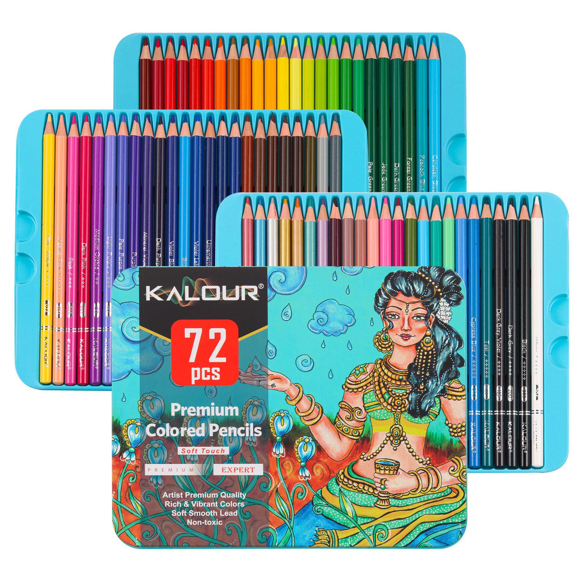 KALOUR 72-Color Professional Oil-Based Colored Pencil Set for Art & Doodling