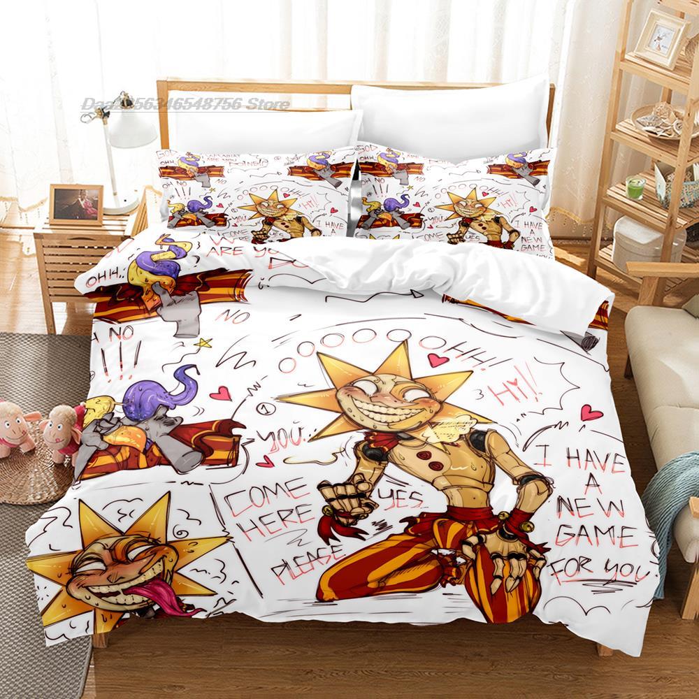Sundrop Fnaf Bettwäsche-Set Einzelbett Twin Full Queen King Size Bettwäsche-Set Jugendzimmer Laken-Set 3D-Druck Bettlaken-Set