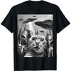 Funny Cat Selfie with UFOs Peace Sign Alien Cat UFO Invasion T-Shirt