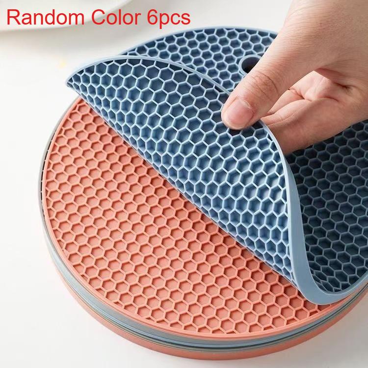 

6-Pack Round Heat-Resistant Non-Slip Trivet Set for Kitchen Table, Pot Holder, Bowl Mat, and Cup Coaster placemats for table one size fits all