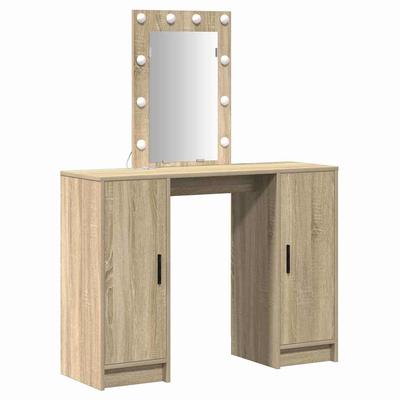 Makeup Table with Storage Brown 102 X 33 X 135 Cm Engineered Wood