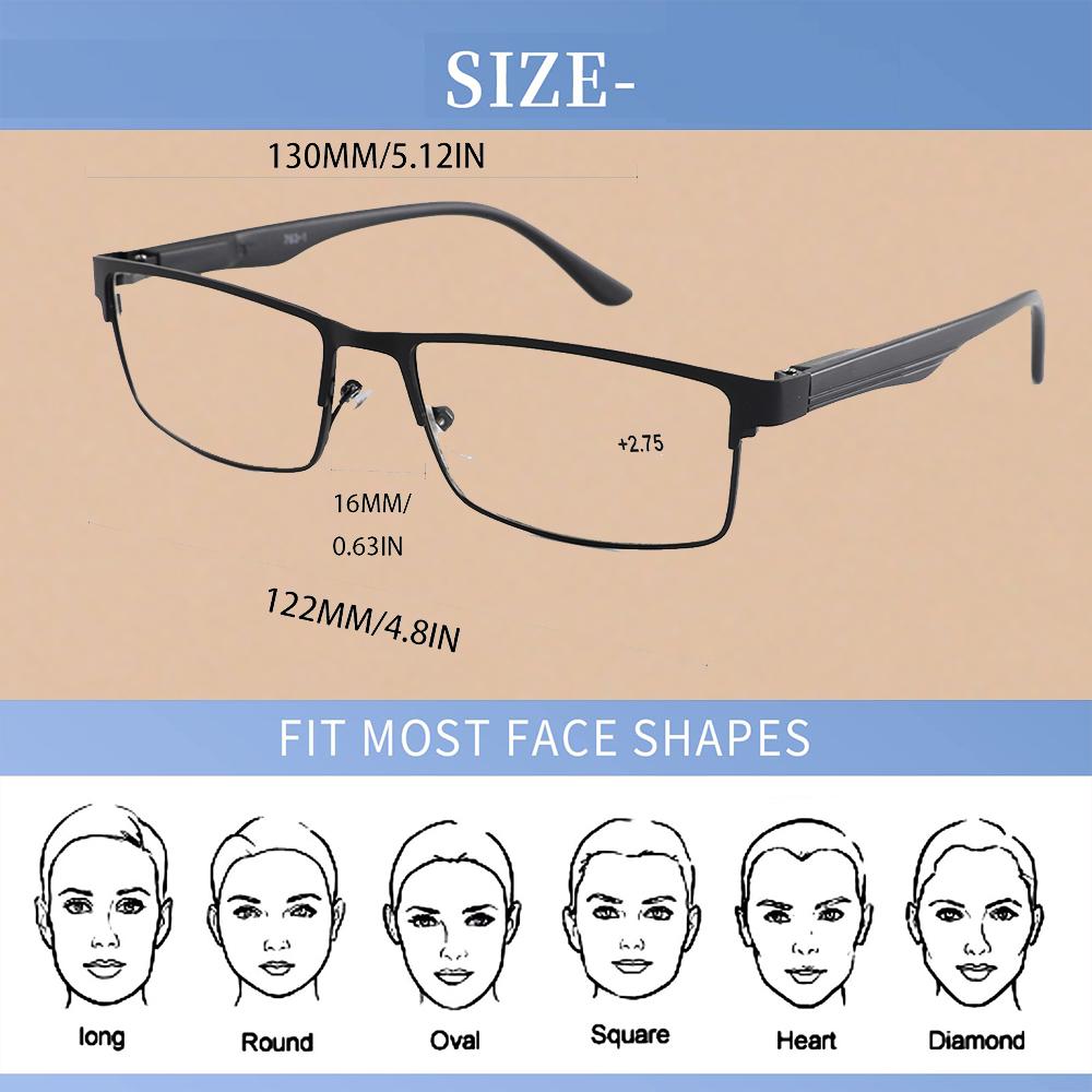 Business Reading Glasses For Women And Men Metal Frame Anti Blue Light Eyeglasses