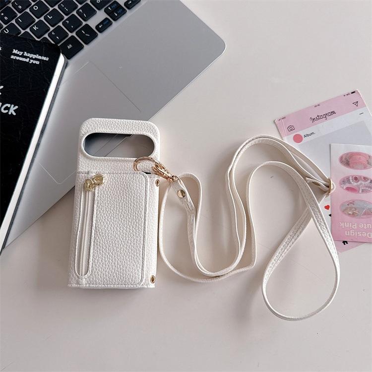 Applicable To Google 9PoXL Lychee Pattern Zipper Bag pixel10Pro Messenger Card Wallet 9A Mobile Phone Protective Case