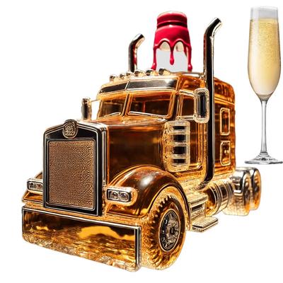 Decantor de whisky, jumătate de camion, dozator de bourbon, 375 ml, recipient vintage pentru băuturi alcoolice, cu dop interesant, pentru găzduirea berii la brunch