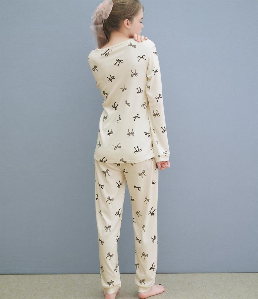 Peach John Winter One Made with a Soft and Comfortable Cotton Blend and a Ribbon Women's Pajamas, Black, Size, Print.
