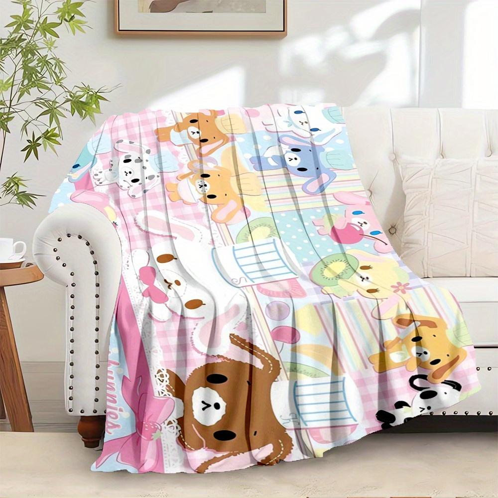 

1pc Flannel Bunnies, Pastel, CuteThrow Blanket, Cartoon Truck Pattern Printed Blanket, Warm Cozy Soft Blanket For Couch Bed Sofa Car Office 130x150cm