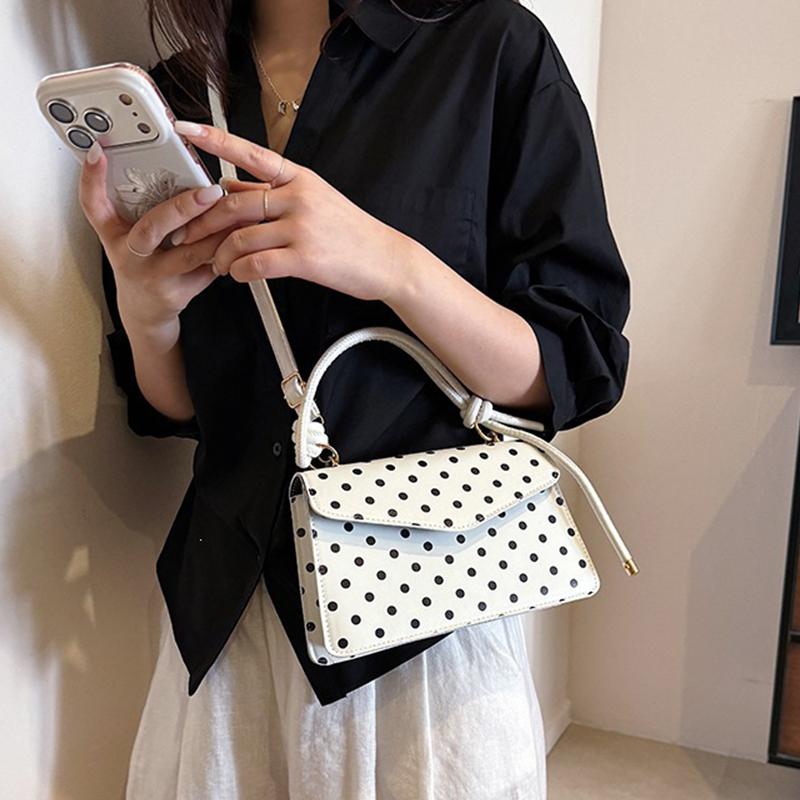 Yogodlns Korean Style Polka Dot Shoulder Bag Casual Crossbody Small Square Bag Fashion Trendy Handbag Women Work Shoulder Bag