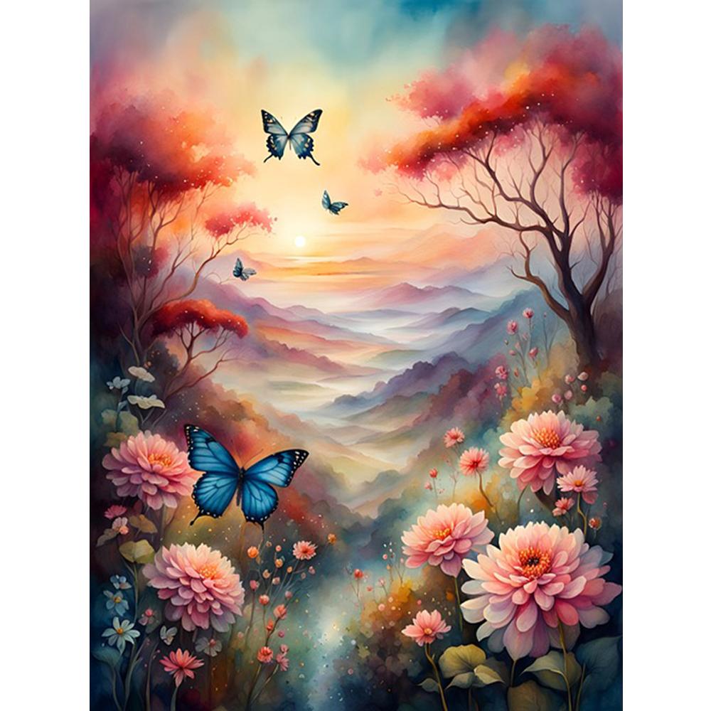 5D Diy Diamond Embroidery Beautiful Flowers and Butterflies Diamond Painting Needleworks Cross Stitch Home Decor J3637