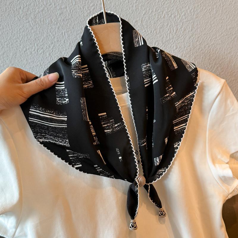 British lace plaid beaded triangular scarf, fart curtain, women's stacking wears high-end fashion waist accessories, fart-covering silk scarf skirt