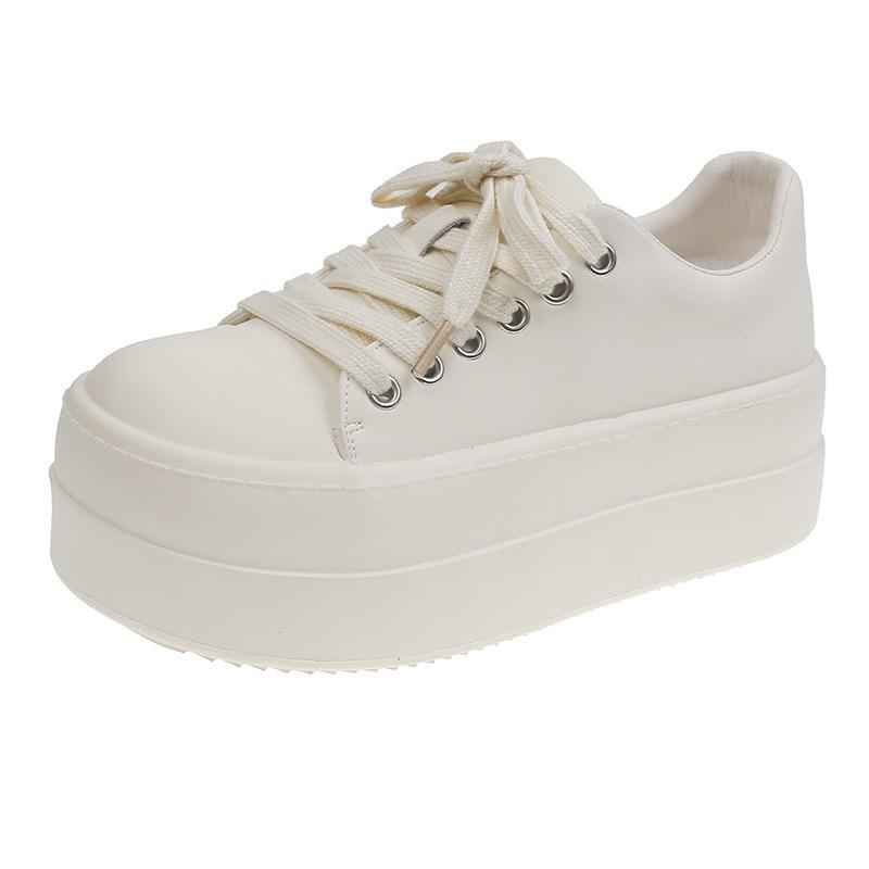 Leder kleine weiße Schuhe Damen mit dicker Sohle und Absatz Damenschuhe Frühling neue Board-Schuhe Freizeitsportschuhe Brotschuhe