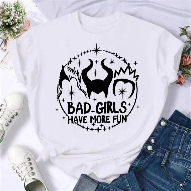 Cartoon Disney Spoof Villains Princess Print Blouse Women 90S Tshirt Summer Harajuku White Ladies T Shirts Female Y2k Tops Gift